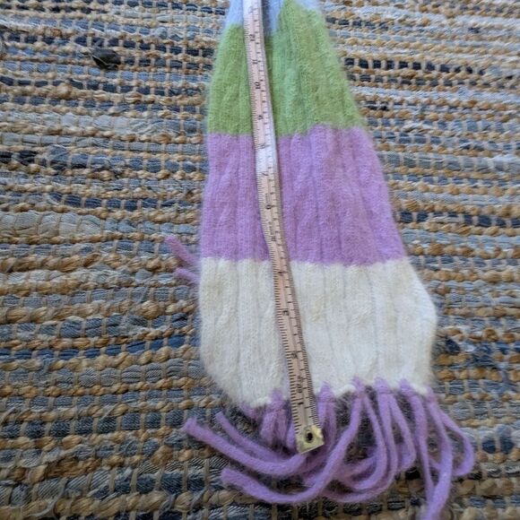 Pastel Striped Rabbit Hair Wool Nylon Scarf Cozy Soft Fuzzy Wintercore C… - Picture 5 of 5